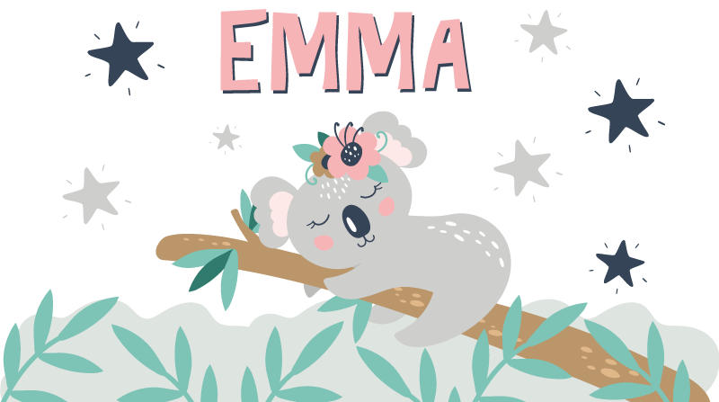 Kids vinyl rug cute koala personalized for girl - TenStickers