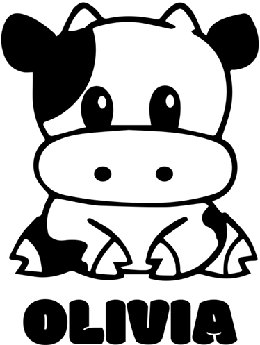 Kids vinyl rug black and white cow with name - TenStickers