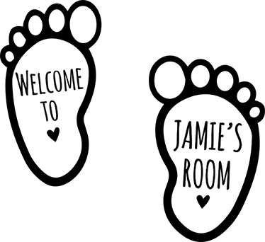 Kids vinyl rug with personalized baby footprints - TenStickers