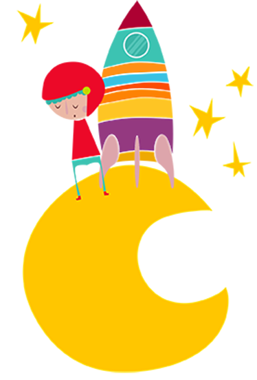 Kids vinyl rug rocket on the moon - TenStickers