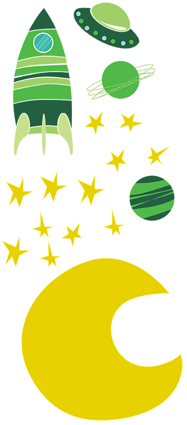 Kids vinyl rug space-themed in green tones - TenStickers