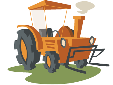 Kids vinyl rug orange tractor design - TenStickers
