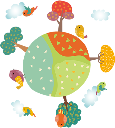 Kids vinyl rug featuring a circular spring of animals - TenStickers