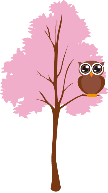 Kids vinyl rug pink tree with owl - TenStickers