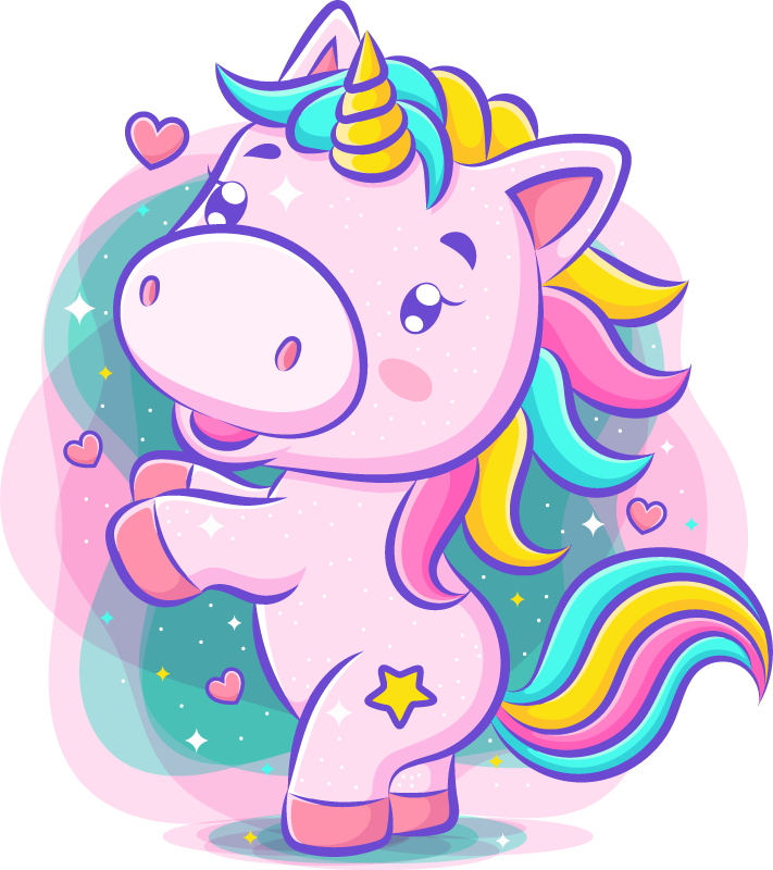 Kids vinyl rug smiling colorful unicorn - TenStickers