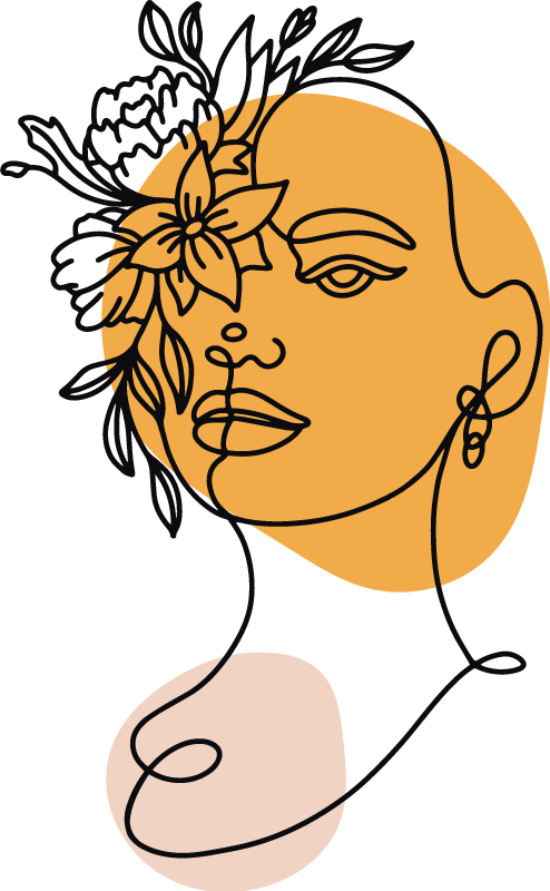 Bedroom vinyl rug minimalistic woman portrait - TenStickers