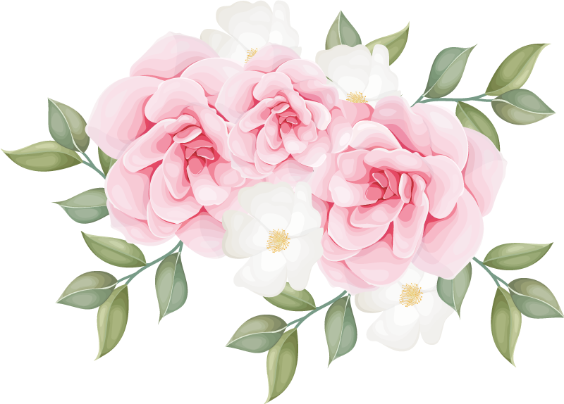 Bedroom vinyl rug with elegant pink flowers - TenStickers