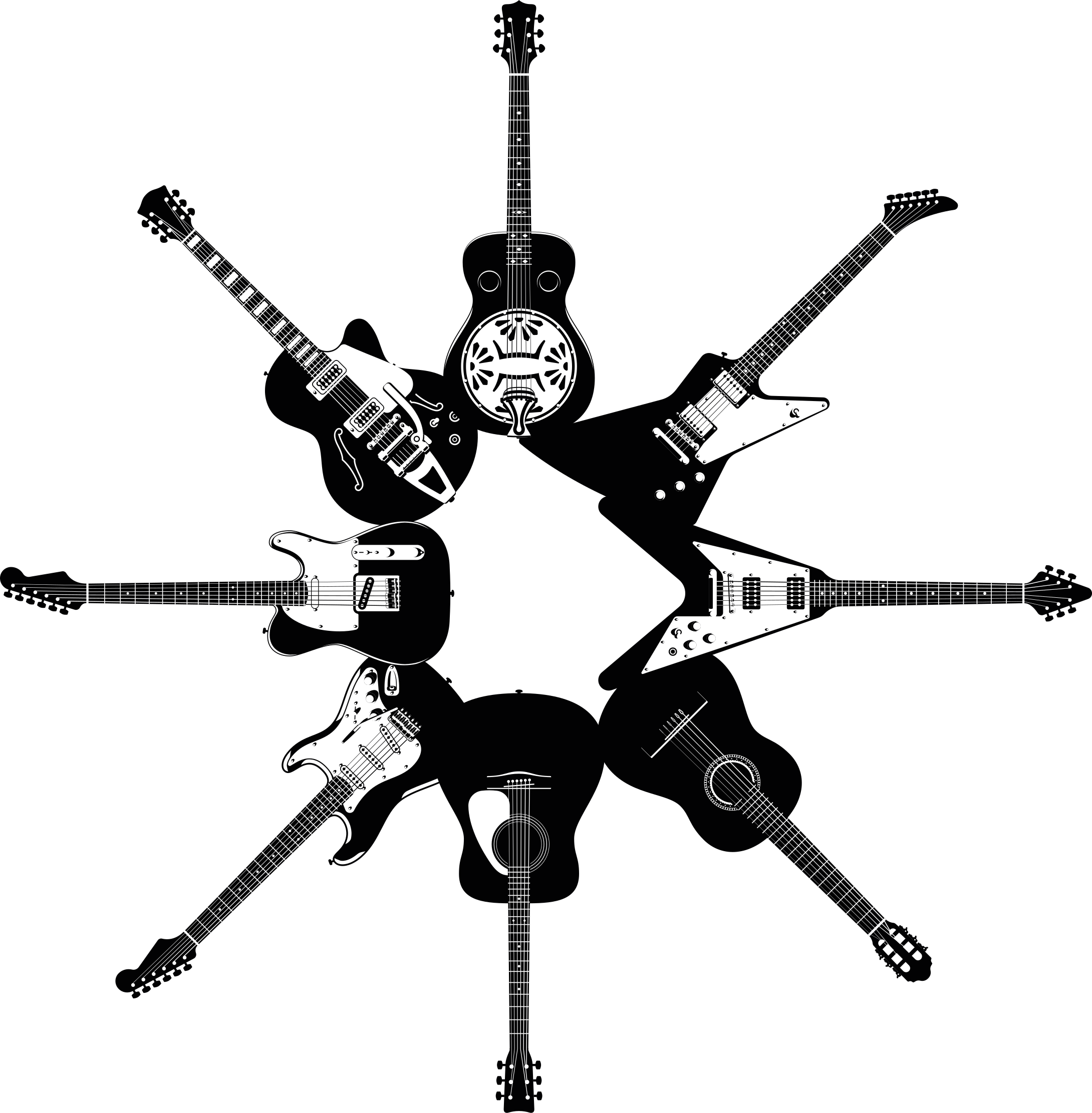 Bedroom vinyl rug with guitars in a circle - TenStickers