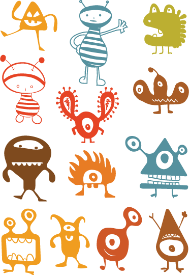 Kids vinyl rug featuring colorful aliens - TenStickers