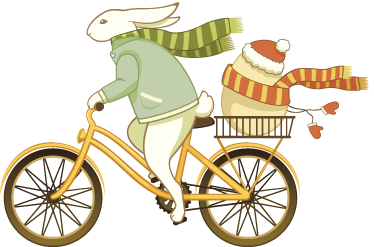 Kids vinyl rug easter bunny riding a bike - TenStickers
