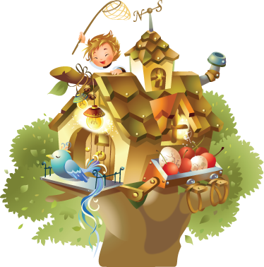 Gaming vinyl rug tree house illustration - TenStickers