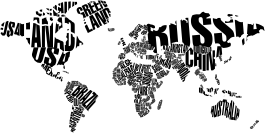 World map vinyl rug with country names printed - TenStickers