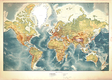 World map vinyl rug aged world map vinyl rug - TenStickers