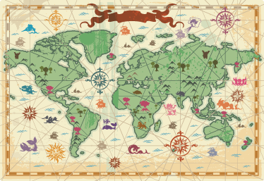 World map vinyl rug classic children's map - TenStickers