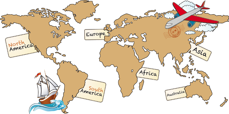 World map vinyl rug world map continents in english - TenStickers