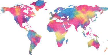 World map vinyl rug in tie dye style - TenStickers