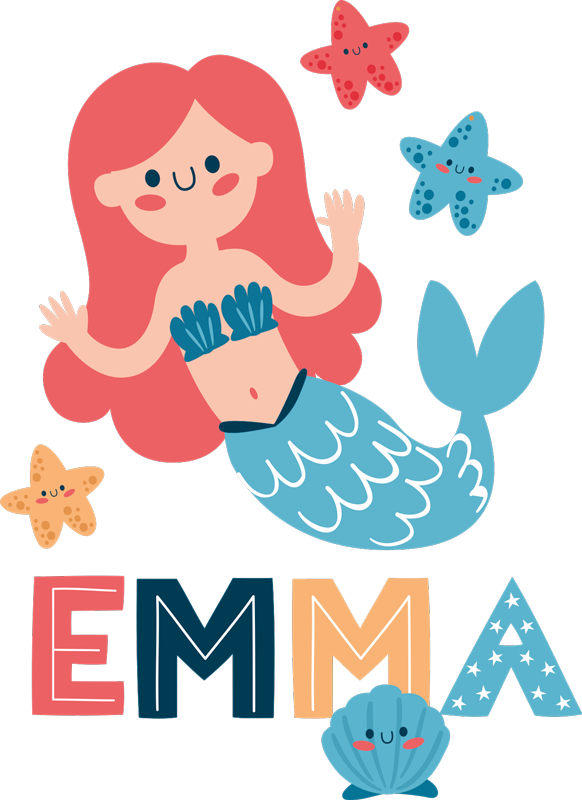Kids vinyl rug colorful mermaid personalized - TenStickers