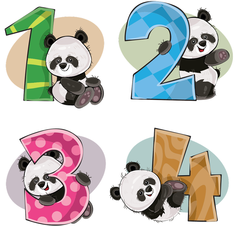 Kids vinyl rug with 4 playful pandas - TenStickers