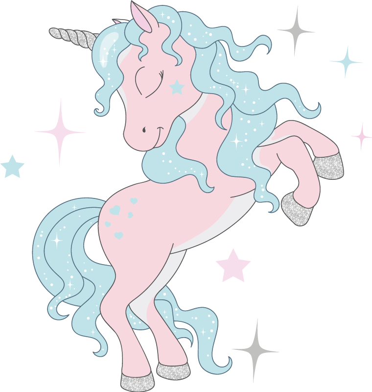 Kids vinyl rug with shimmering unicorns pattern - TenStickers