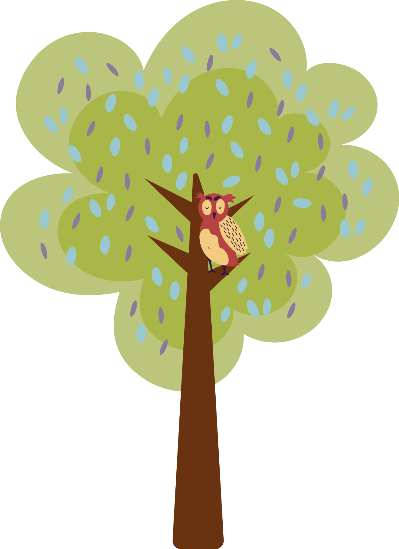 Kids vinyl rug featuring a colorful tree with owl - TenStickers