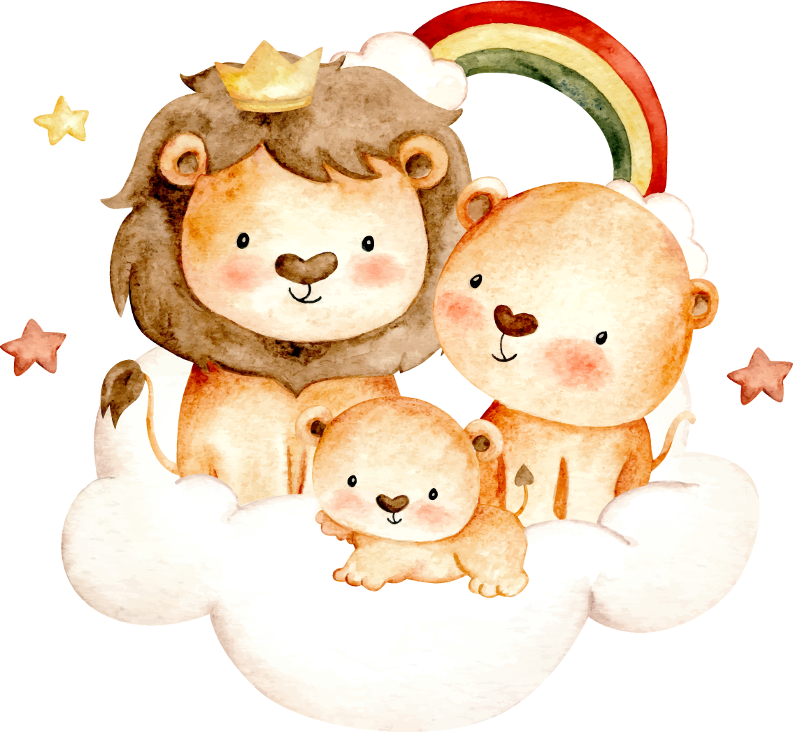 Kids vinyl rug featuring baby animals with stars - TenStickers