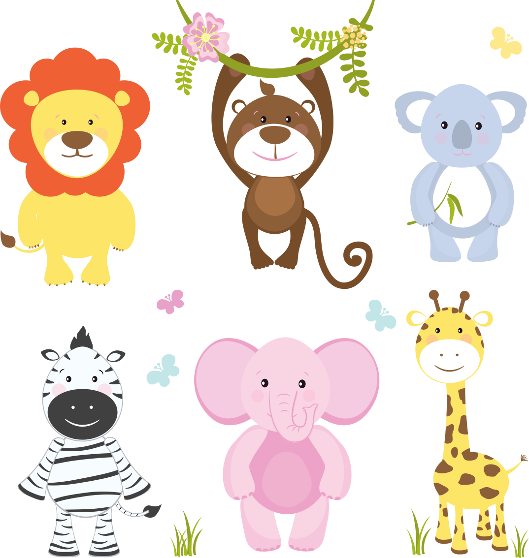 Kids vinyl rug colorful baby animals - TenStickers