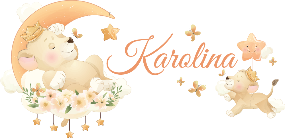 Kids vinyl rug cute animal lion with name - TenStickers