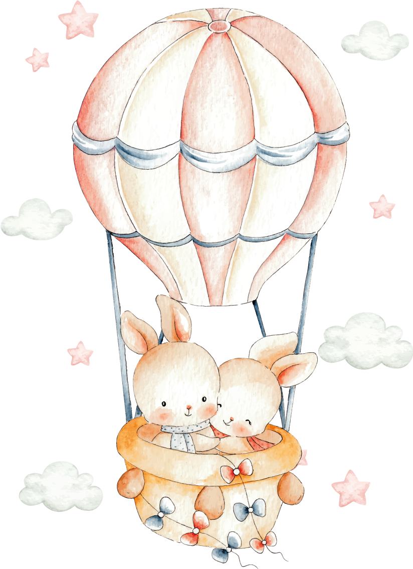 Kids vinyl rug bunny hot air balloon - TenStickers