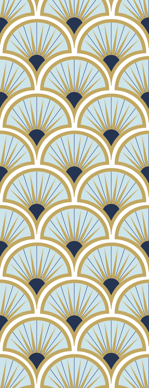 Bathroom vinyl rug in art deco blue tones - TenStickers