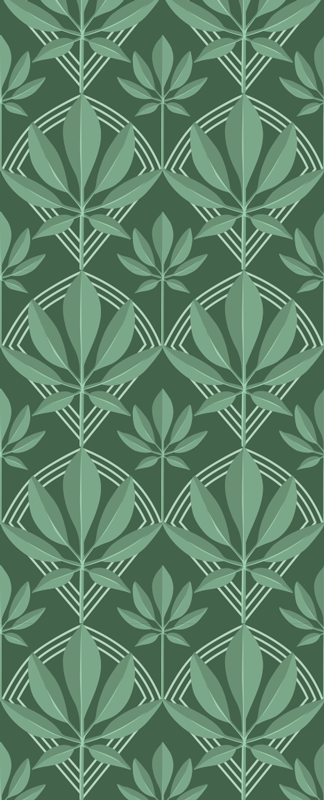 Bathroom vinyl rug in art deco small green leaves - TenStickers