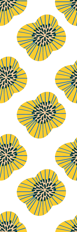 Big blue and yellow round flower pattern bathroom vinyl rug - TenStickers