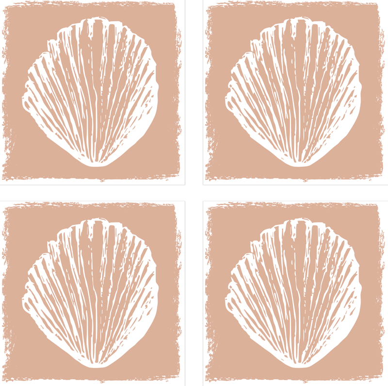 Retro seashell pattern beige bathroom vinyl rug - TenStickers