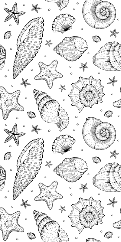 Bathroom vinyl rug featuring marine life and seashells - TenStickers