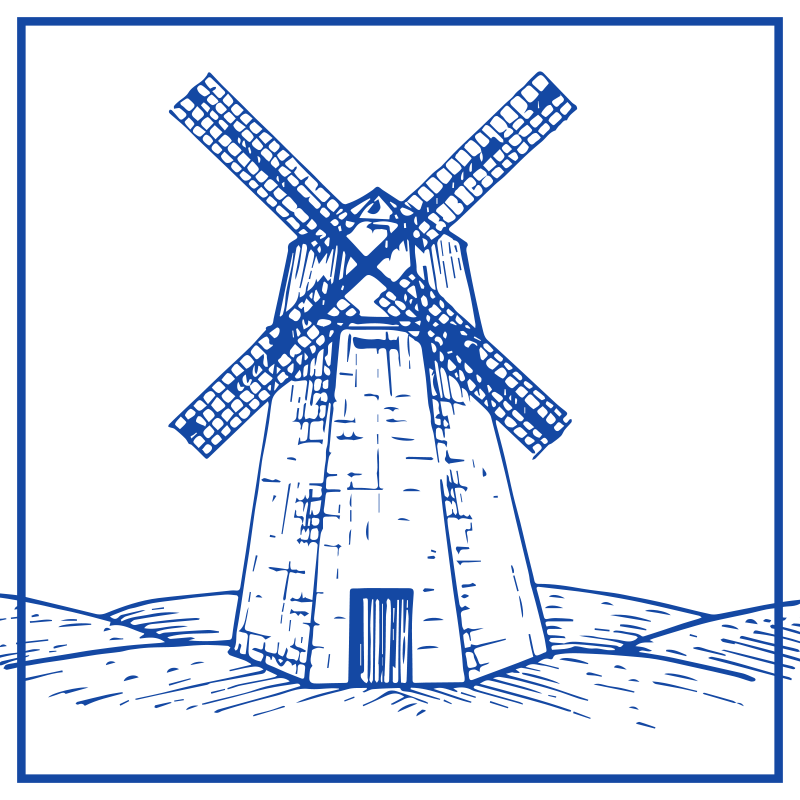 Kitchen vinyl rug delft blue windmill design - TenStickers