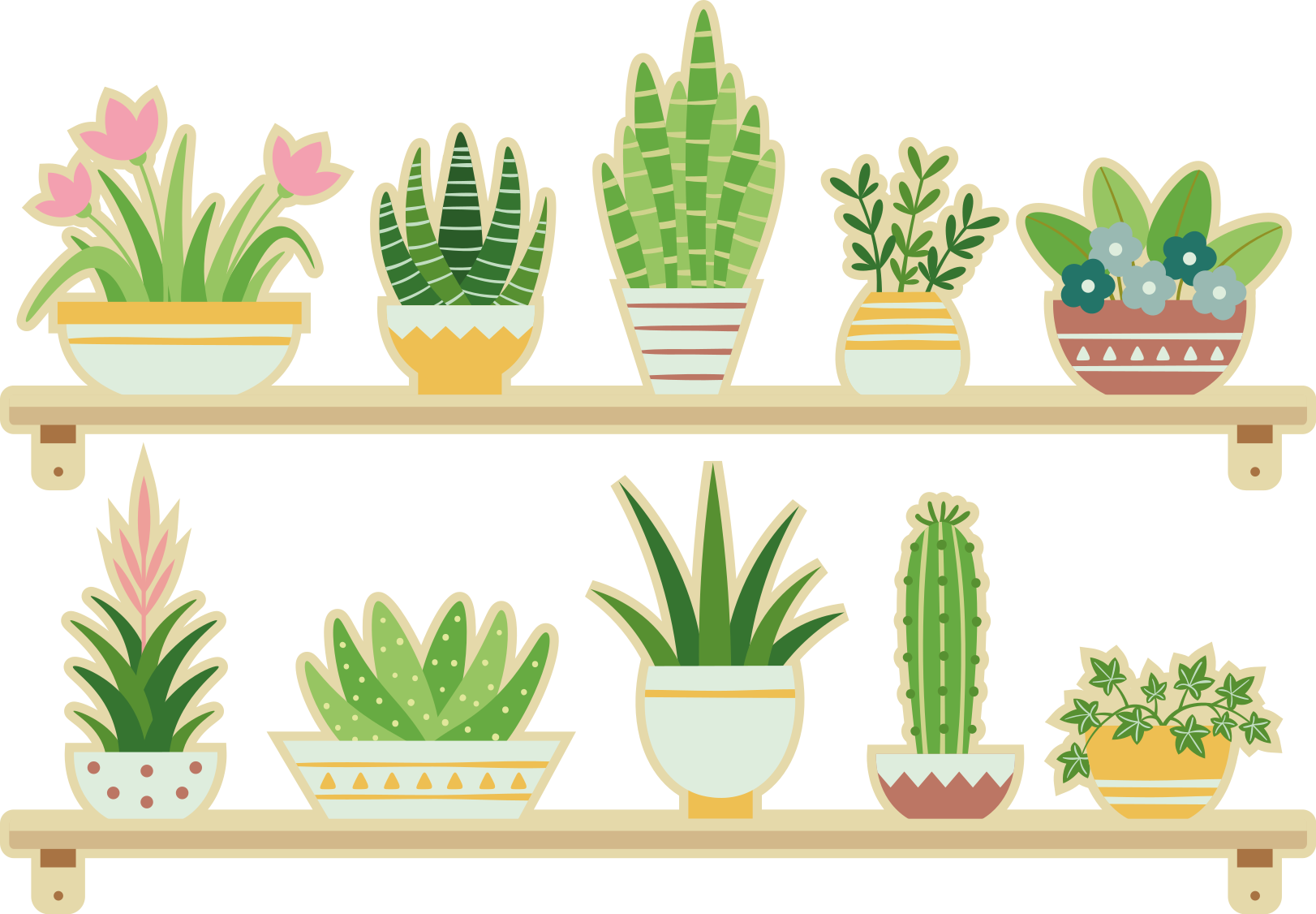 Kitchen vinyl rug with cactus plant shelf - TenStickers