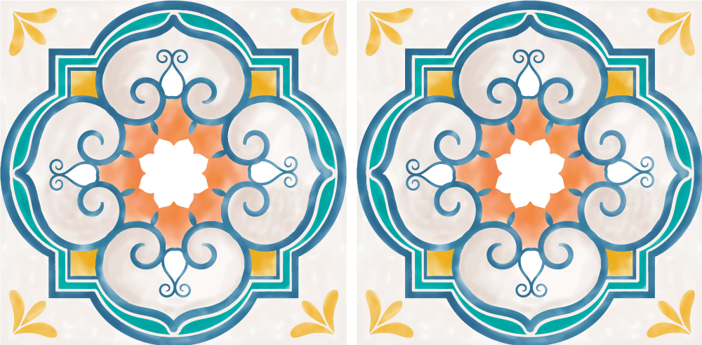 Kitchen vinyl rug with patterned cement shapes - TenStickers