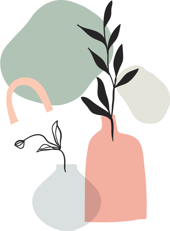 Kitchen vinyl rug with minimalist colorful leaves - TenStickers