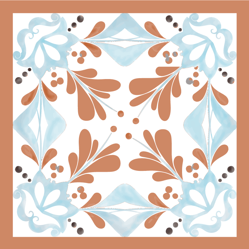 Kitchen vinyl rug floral mediterranean tiles design - TenStickers