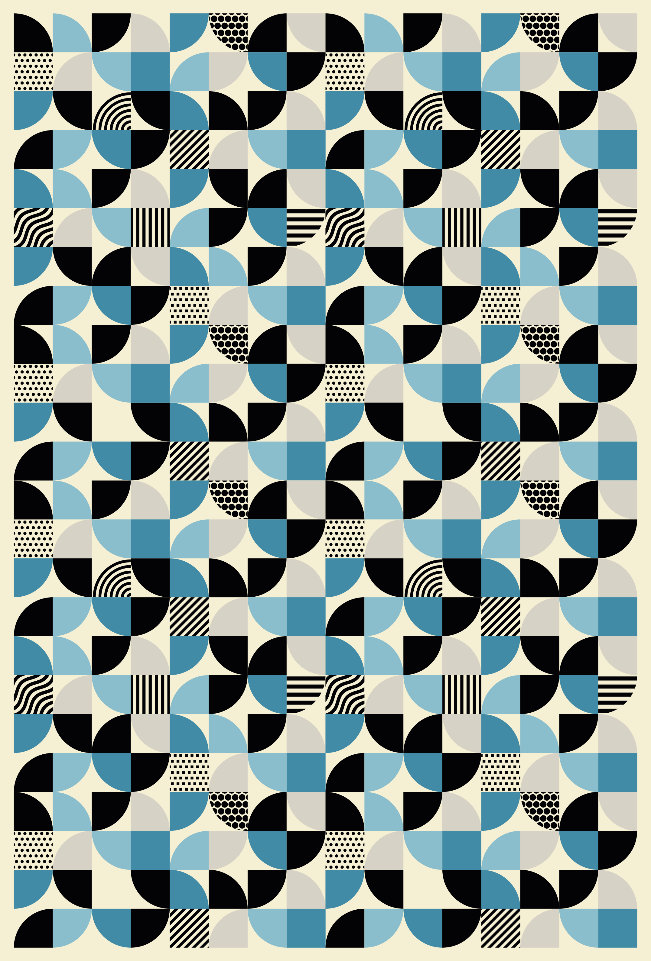 Kitchen vinyl rug in retro blue bauhaus design - TenStickers