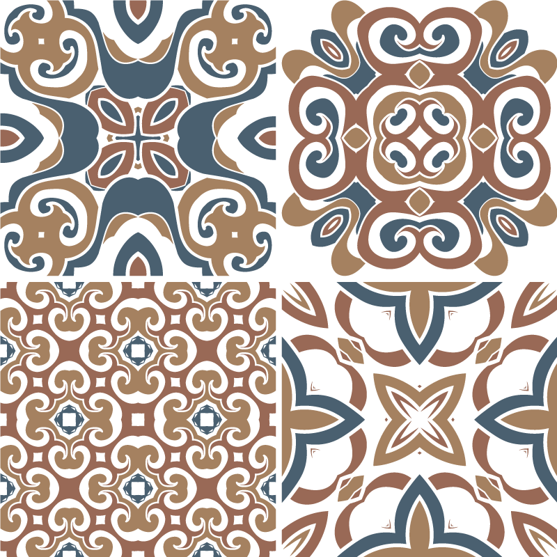 Kitchen vinyl rug in hydraulic tile design - TenStickers