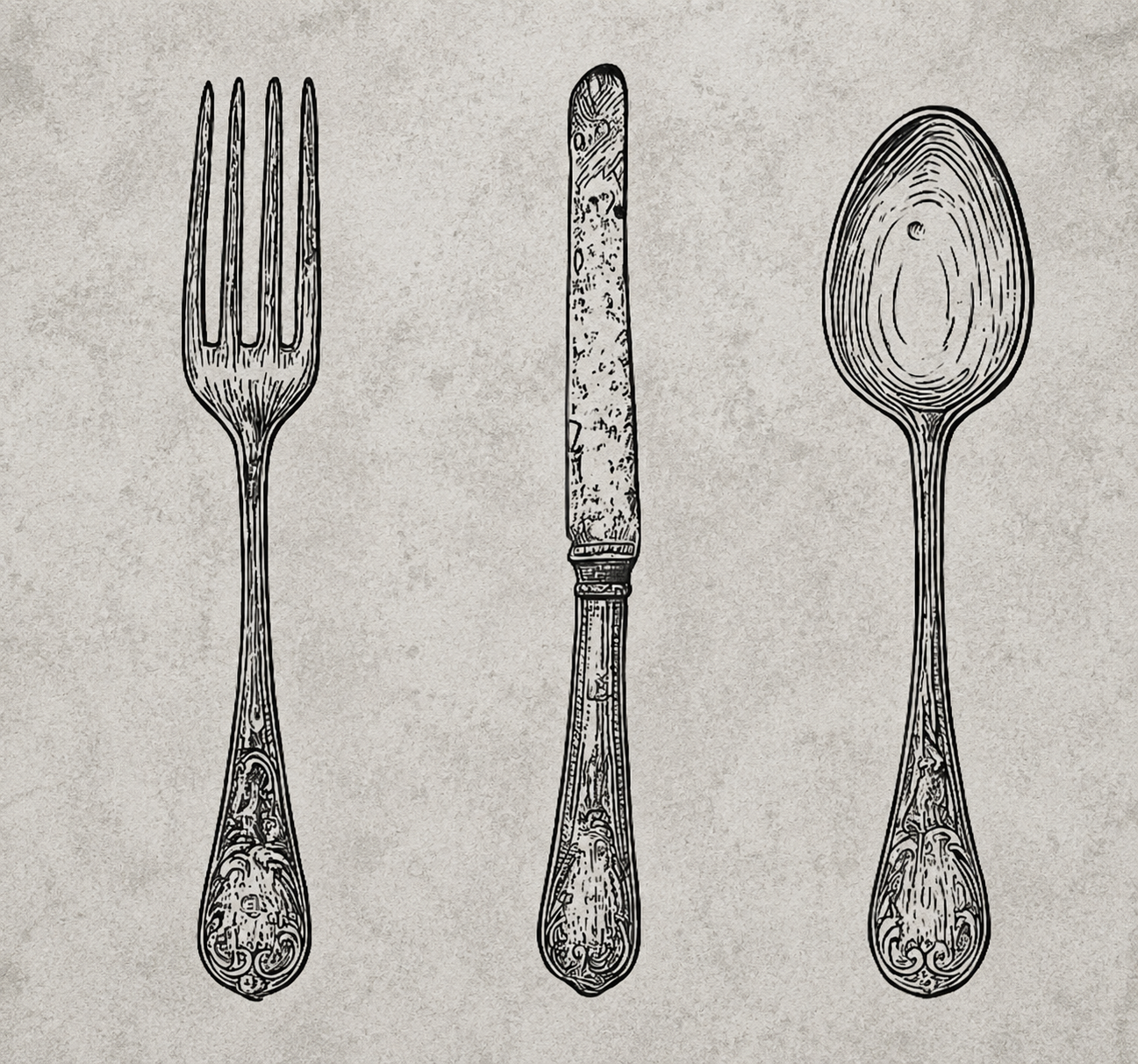 Kitchen vinyl rug with grey cutlery design - TenStickers