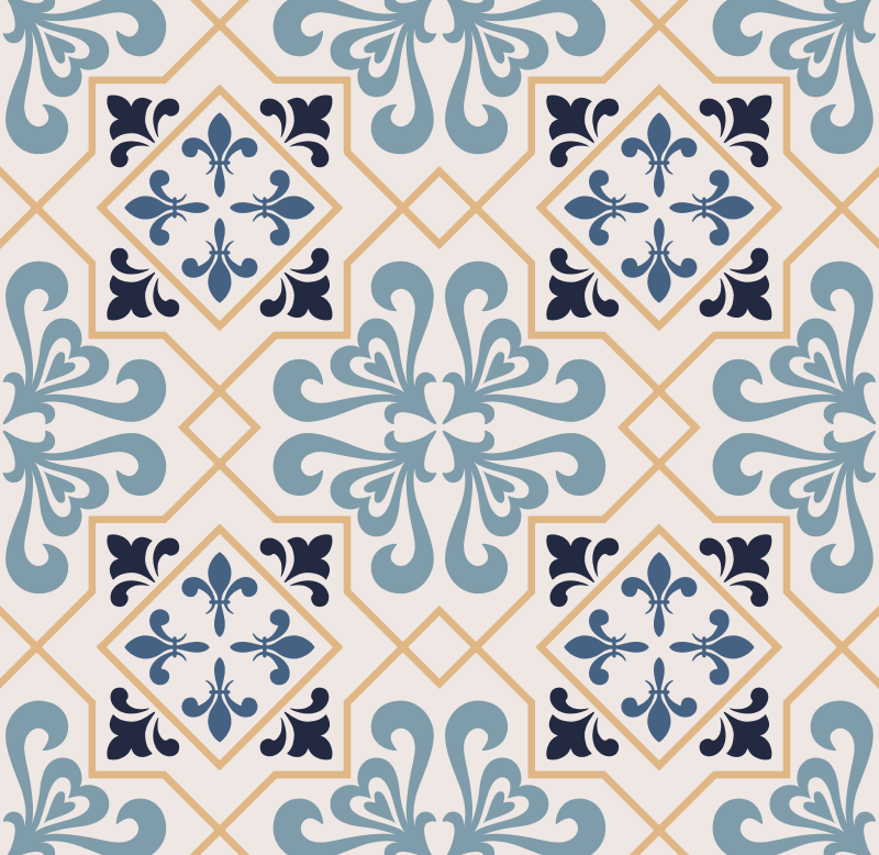 Kitchen vinyl rug with yellow portuguese tile pattern - TenStickers