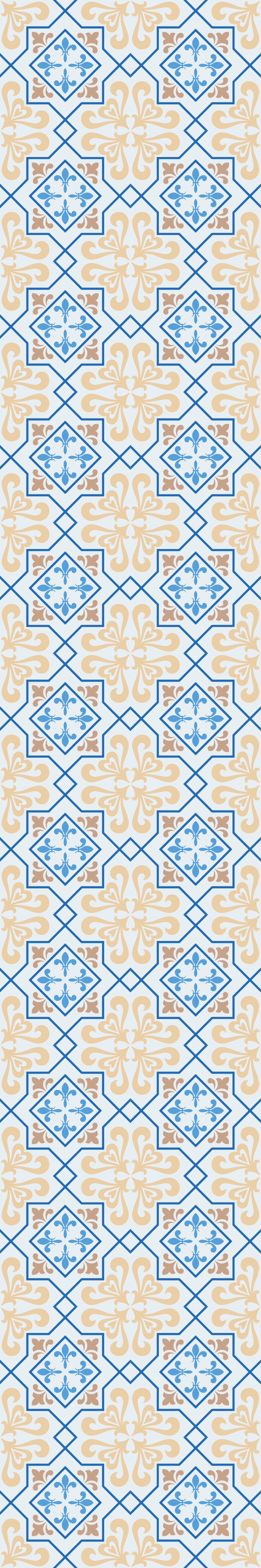 Kitchen vinyl rug with blue lines portuguese tiles - TenStickers