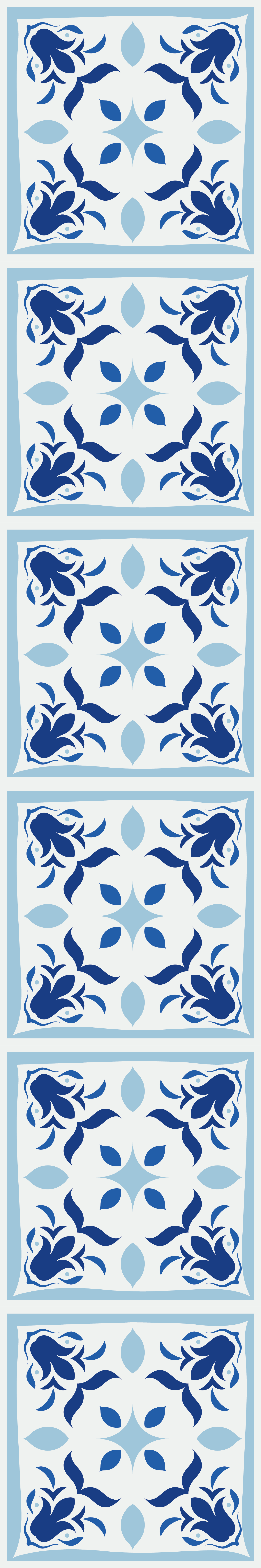 Kitchen vinyl rug typical portuguese tile flowers - TenStickers
