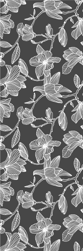 Bedroom vinyl rug white and grey magnolias - TenStickers