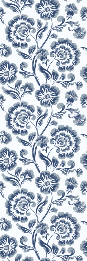 Blue flowers grandmillenial pattern bedroom vinyl rug - TenStickers