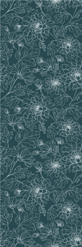 Bedroom vinyl rug grandmillenial white blooms - TenStickers