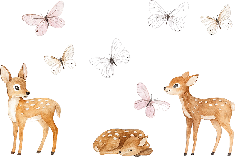 Bedroom vinyl rug with little deer and butterflies - TenStickers