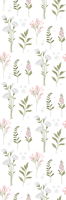 Bedroom vinyl rug with minimalist wildflower design - TenStickers