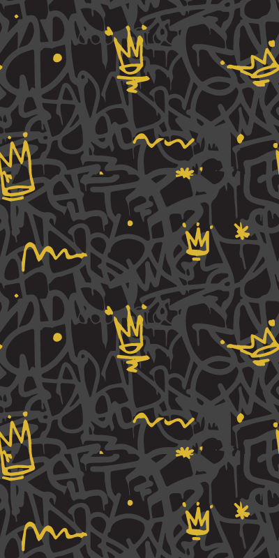 Bedroom vinyl rug black and gold crown design - TenStickers